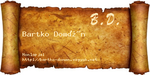 Bartko Domán névjegykártya